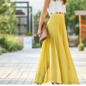 Yellow maxi skirt fully lined